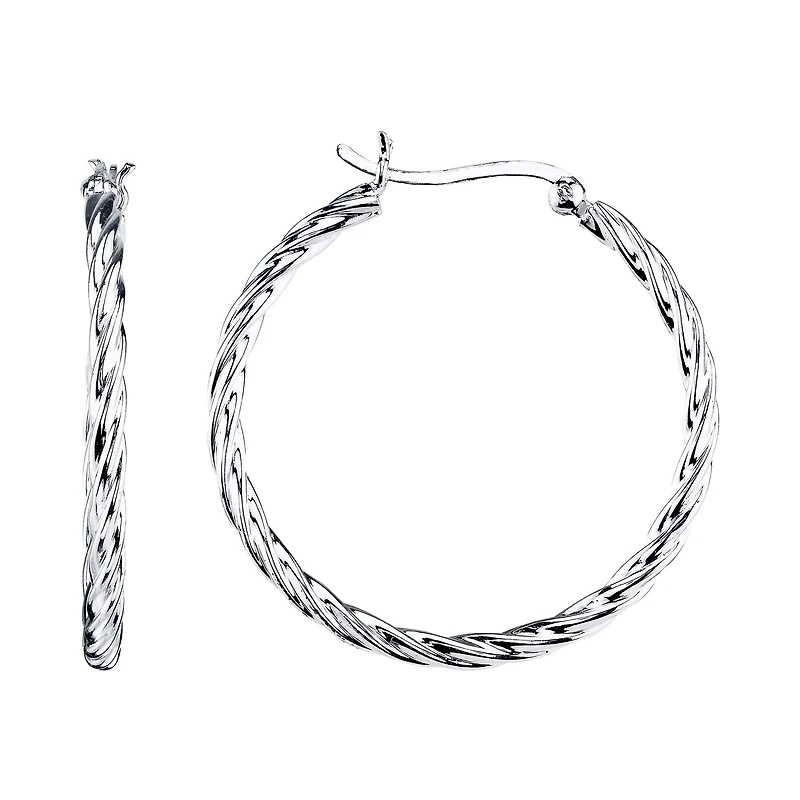 Sterling Silver Rope Hoop Earrings