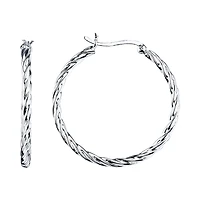 Sterling Silver Rope Hoop Earrings
