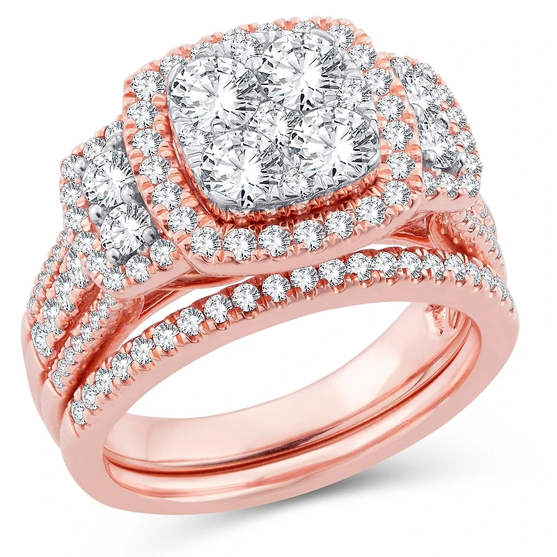 Womens 2 CT. T.W. Natural White Diamond 14K Gold Cushion Engagement Ring