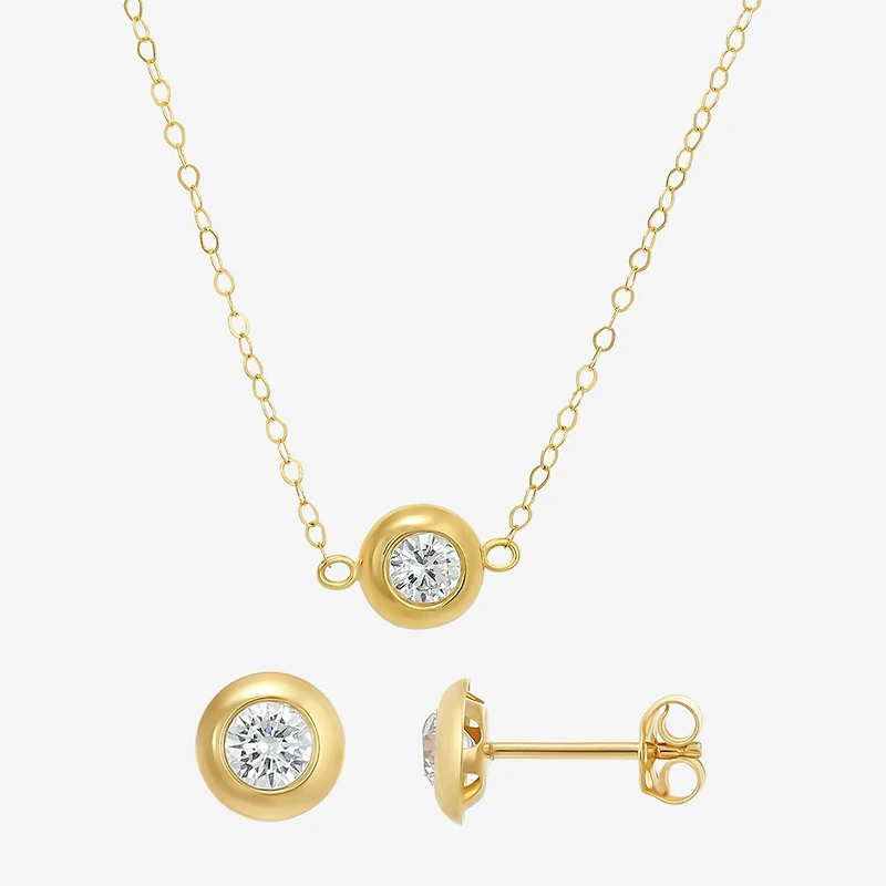 Womens Cubic Zirconia 10K Gold Round 2-pc. Jewelry Set