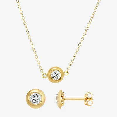 Womens Cubic Zirconia 10K Gold Round 2-pc. Jewelry Set