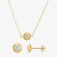 Womens Cubic Zirconia 10K Gold Round 2-pc. Jewelry Set