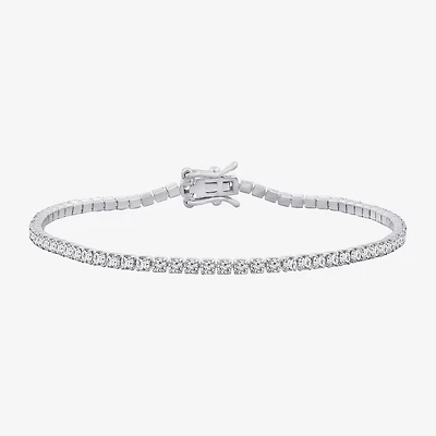 Diamonart Womens Cubic Zirconia Sterling Silver Round 7.25 Inch Tennis Bracelet