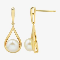 Womens White Cultured Freshwater Pearl 14K Gold Over Silver Drop Earrings
