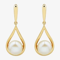 Womens White Cultured Freshwater Pearl 14K Gold Over Silver Drop Earrings