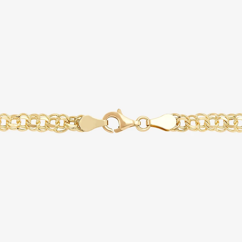 Womens 10K Gold 7.25 Inch Hollow Fashion Chain Bracelet