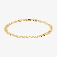 Womens 10K Gold 7.25 Inch Hollow Fashion Chain Bracelet