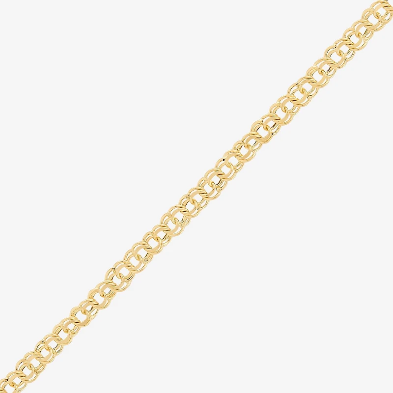 Womens 10K Gold 7.25 Inch Hollow Fashion Chain Bracelet