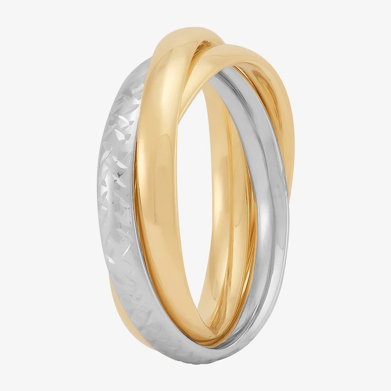 Made Italy Womens 3MM 10K Two Tone Gold Round Band