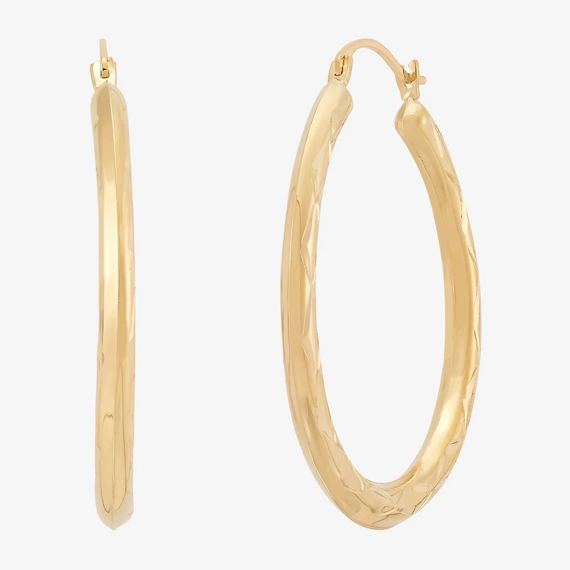 Womens 10K Gold 32.3mm Round Hoop Earrings