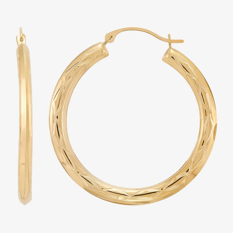 Womens 10K Gold 32.3mm Round Hoop Earrings