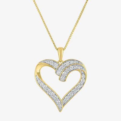 (G-H / I1-I2) Womens 5/8 CT. T.W. Lab Grown White Diamond 14K Gold Over Silver Sterling Silver Heart 18 Inch Pendant Necklace