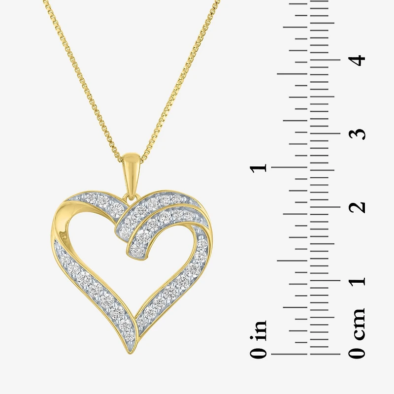 (G-H / I1-I2) Womens 5/8 CT. T.W. Lab Grown White Diamond 14K Gold Over Silver Sterling Silver Heart 18 Inch Pendant Necklace