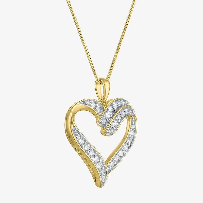 (G-H / I1-I2) Womens 5/8 CT. T.W. Lab Grown White Diamond 14K Gold Over Silver Sterling Silver Heart 18 Inch Pendant Necklace