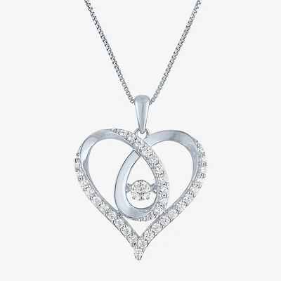 (G-H / I1-I2) Womens 5/8 CT. T.W. Lab Grown White Diamond Sterling Silver Heart 18 Inch Pendant Necklace