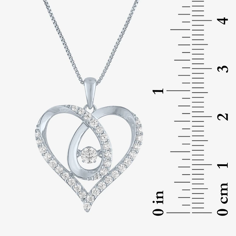 (G-H / I1-I2) Womens 5/8 CT. T.W. Lab Grown White Diamond Sterling Silver Heart 18 Inch Pendant Necklace