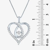 (G-H / I1-I2) Womens 5/8 CT. T.W. Lab Grown White Diamond Sterling Silver Heart 18 Inch Pendant Necklace
