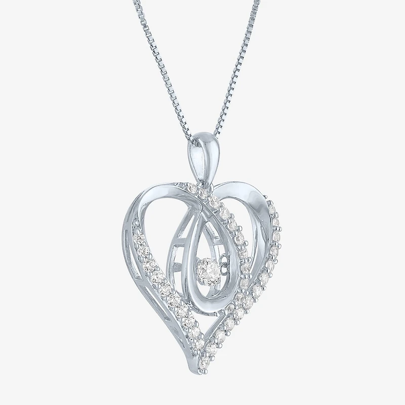 (G-H / I1-I2) Womens 5/8 CT. T.W. Lab Grown White Diamond Sterling Silver Heart 18 Inch Pendant Necklace