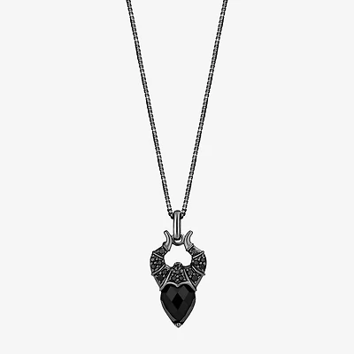 Enchanted Disney Fine Jewelry Womens 1/6 CT. T.W. Natural Black Diamond Sterling Silver Pear 18 Inch Pendant Necklace