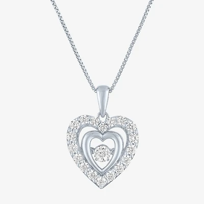 (G-H / I1-I2) Womens 5/8 CT. T.W. Lab Grown White Diamond Sterling Silver Heart 18 Inch Pendant Necklace