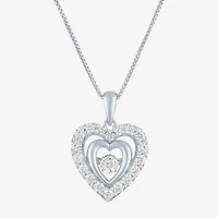 (G-H / I1-I2) Womens 5/8 CT. T.W. Lab Grown White Diamond Sterling Silver Heart 18 Inch Pendant Necklace