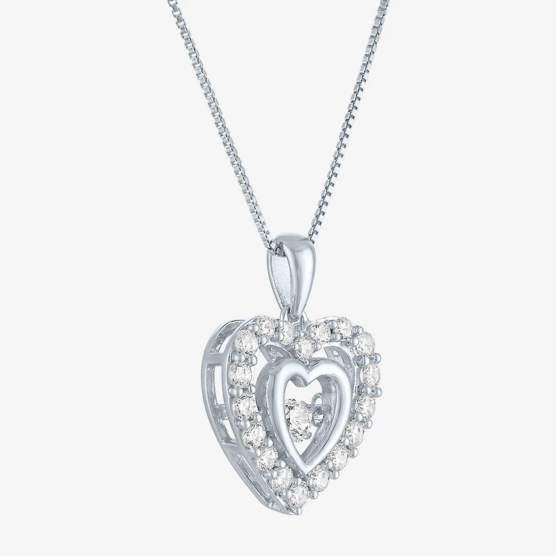 (G-H / I1-I2) Womens 5/8 CT. T.W. Lab Grown White Diamond Sterling Silver Heart 18 Inch Pendant Necklace