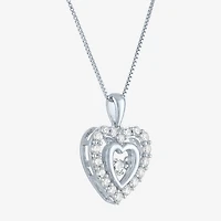 (G-H / I1-I2) Womens 5/8 CT. T.W. Lab Grown White Diamond Sterling Silver Heart 18 Inch Pendant Necklace