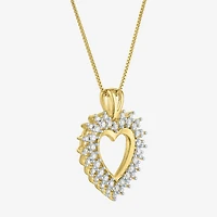 G-H / I1-I2) Womens / CT. T.W. Lab Grown White Diamond 14K Gold Over Silver Sterling Silver Heart Inch Pendant Necklace