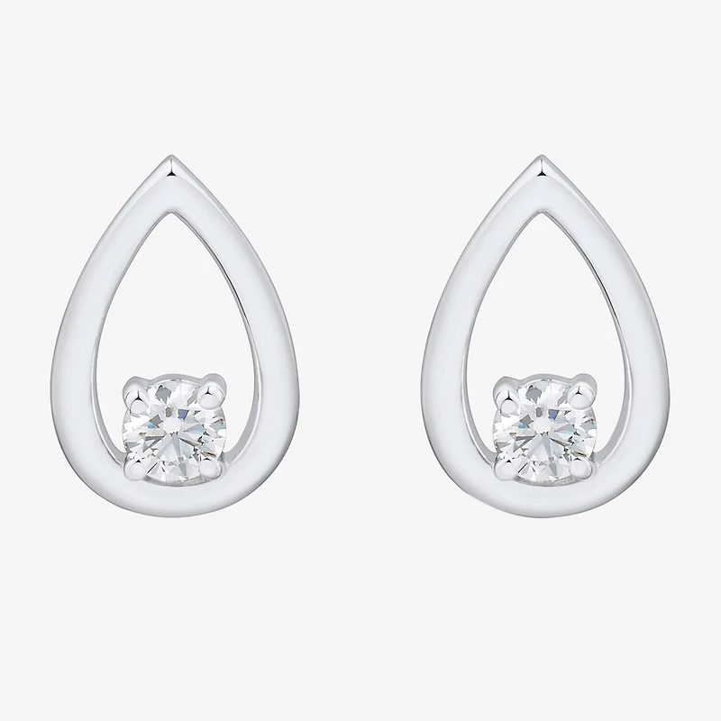 (Si1-Si2/ H-I) 1/4 CT. T.W. Lab Grown White Diamond Sterling Silver Pear Stud Earrings