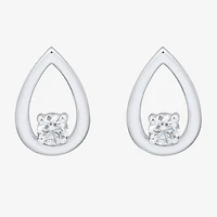 (Si1-Si2/ H-I) 1/4 CT. T.W. Lab Grown White Diamond Sterling Silver Pear Stud Earrings