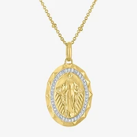 Medalla Milagrosa / Miraculous Medal (G-H / Si2-I1) Womens 1/10 CT. T.W. Lab Grown White Diamond 14K Gold Over Silver Sterling Silver 18 Inch Pendant Necklace