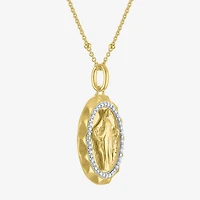 Medalla Milagrosa / Miraculous Medal (G-H / Si2-I1) Womens 1/10 CT. T.W. Lab Grown White Diamond 14K Gold Over Silver Sterling Silver 18 Inch Pendant Necklace
