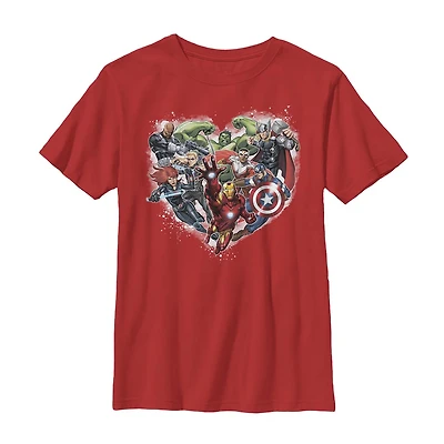 Disney Collection Little & Big Kid Boys Crew Neck Short Sleeve Regular Fit Avengers Graphic T-Shirt