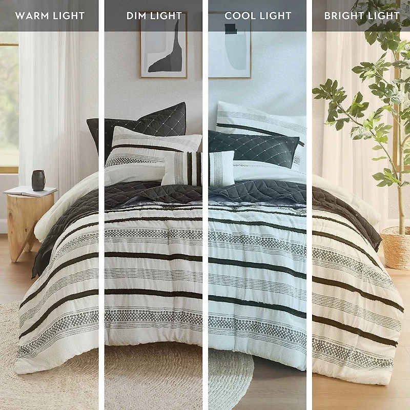 Madison Park Bianca Stripe 7-pc. Midweight Comforter & Coverlet Set