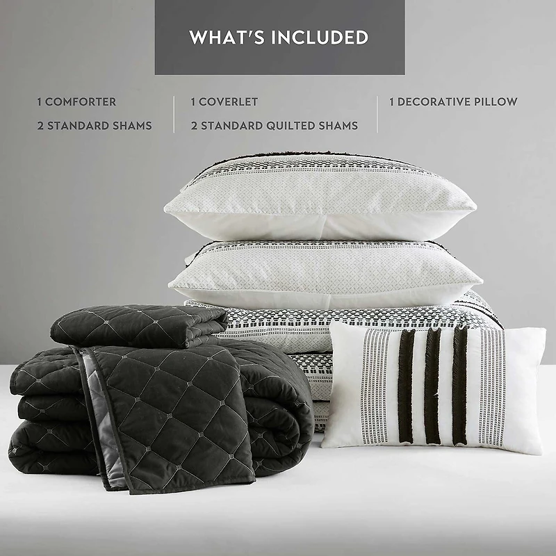 Madison Park Bianca Stripe 7-pc. Midweight Comforter & Coverlet Set