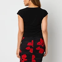 Bold Elements Womens V Neck Short Sleeve Blouse