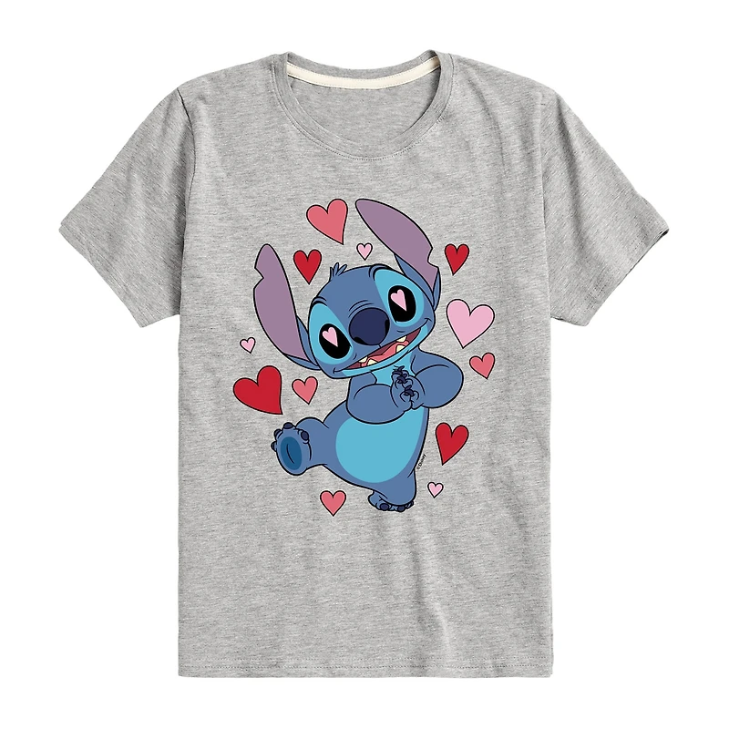 Disney Collection Little & Big Kid Boys Crew Neck Short Sleeve Regular Fit Lilo Stitch Graphic T-Shirt