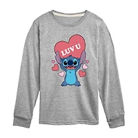 Disney Collection Little & Big Kid Boys Crew Neck Long Sleeve Regular Fit Lilo Stitch Graphic T-Shirt