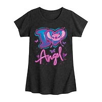 Disney Collection Little & Big Kid Girls Crew Neck Short Sleeve Regular Fit Lilo Stitch Graphic T-Shirt