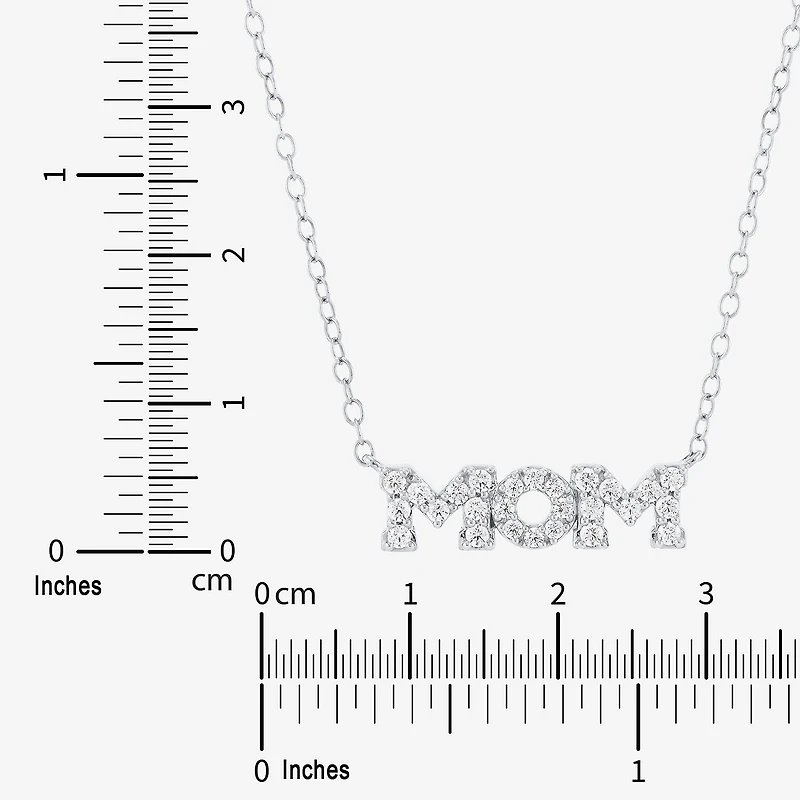 Limited Quantities! "Mom" Womens 1/4 CT. T.W. Lab Grown White Diamond Sterling Silver 18 Inch Pendant Necklace