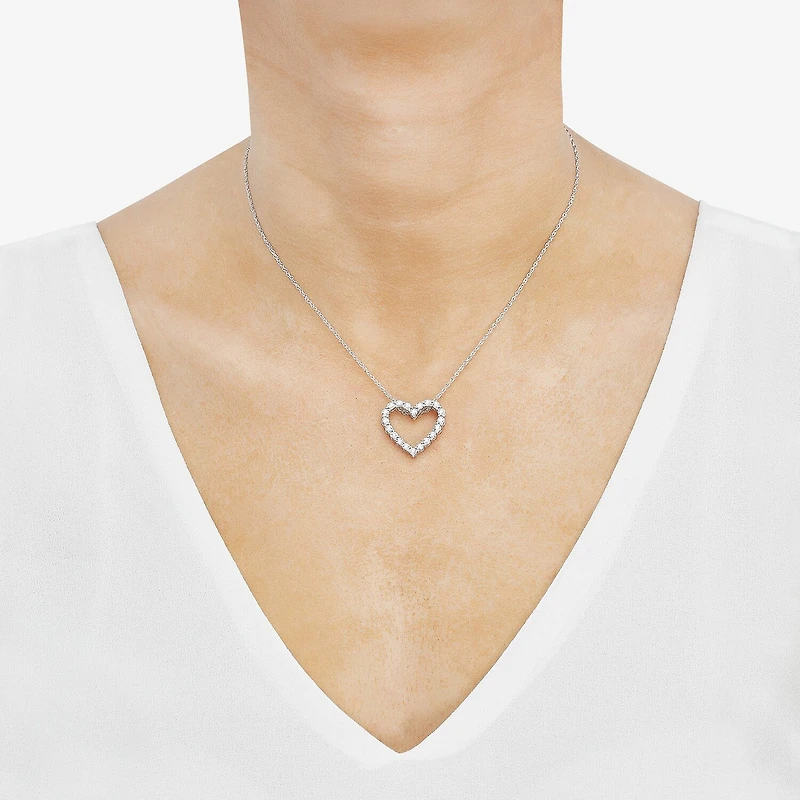 Limited Quantities! Womens 1/3 CT. T.W. Lab Grown White Diamond Sterling Silver Heart 18 Inch Pendant Necklace