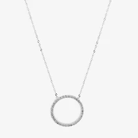 Limited Quantities! Womens 1/10 CT. T.W. Natural White Diamond 10K Gold Circle 17 1/4 Inch Pendant Necklace