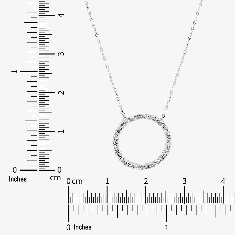 Limited Quantities! Womens 1/10 CT. T.W. Natural White Diamond 10K Gold Circle 17 1/4 Inch Pendant Necklace
