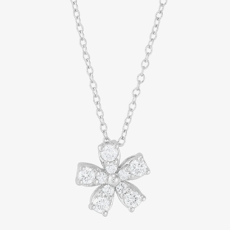 Limited Quantities! Womens 1/3 CT. T.W. Lab Grown White Diamond Sterling Silver Flower 18 Inch Pendant Necklace