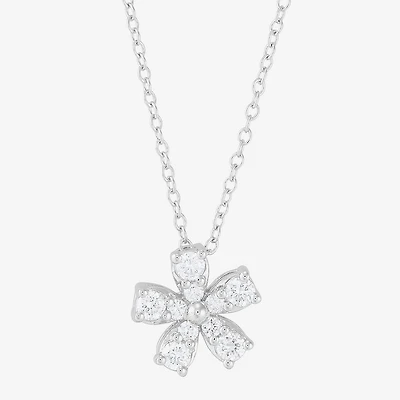 Limited Quantities! Womens 1/3 CT. T.W. Lab Grown White Diamond Sterling Silver Flower 18 Inch Pendant Necklace