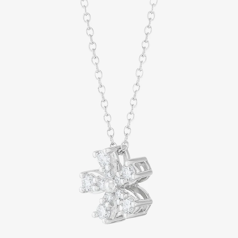Limited Quantities! Womens 1/3 CT. T.W. Lab Grown White Diamond Sterling Silver Flower 18 Inch Pendant Necklace