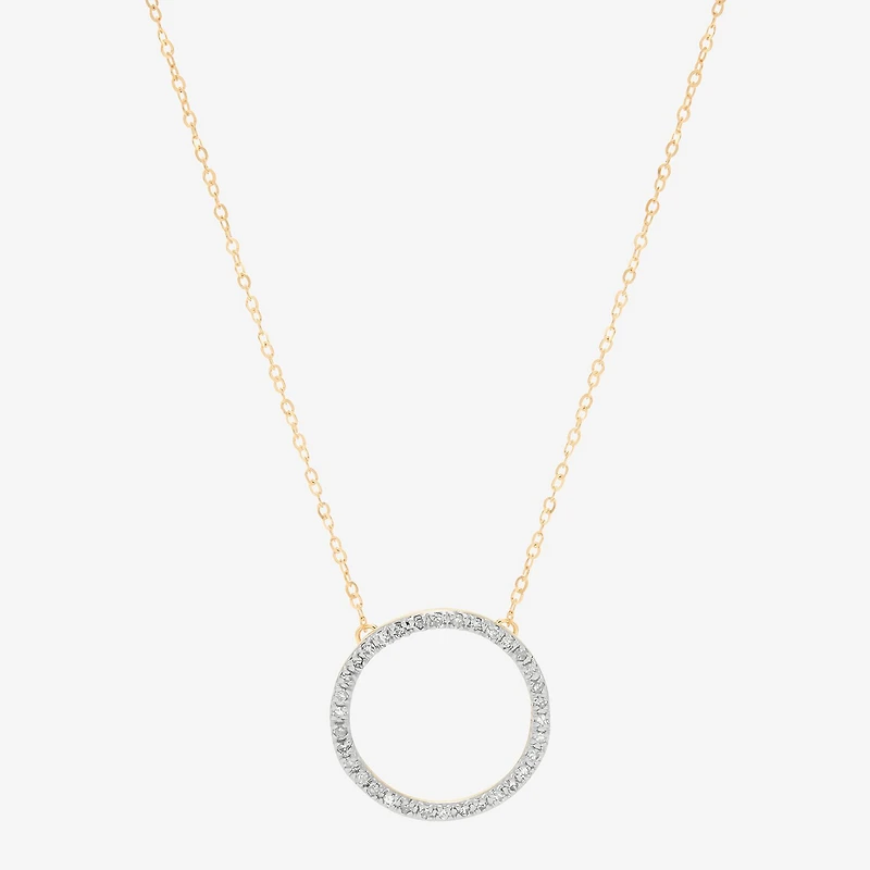 Limited Quantities! Womens 1/10 CT. T.W. Natural White Diamond 10K Gold Circle 17 1/4 Inch Pendant Necklace