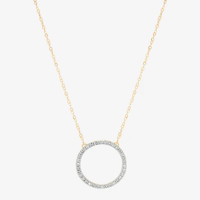 Limited Quantities! Womens 1/10 CT. T.W. Natural White Diamond 10K Gold Circle 17 1/4 Inch Pendant Necklace