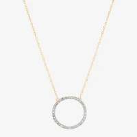 Limited Quantities! Womens 1/10 CT. T.W. Natural White Diamond 10K Gold Circle 17 1/4 Inch Pendant Necklace
