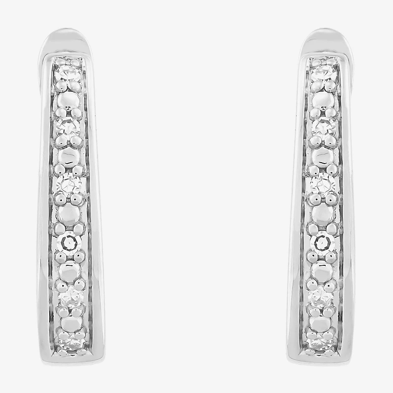 Limited Quantities! Womens 1/10 CT. T.W. Lab Grown White Diamond Sterling Silver 16.1mm Hoop Earrings